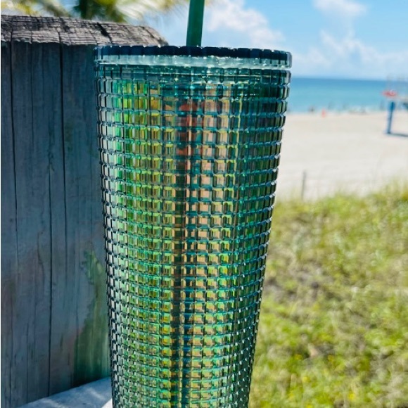 Starbucks Green Rainforest Grid Cup Iridescent Cold Tumbler Venti 24oz New 2022 - Picture 12 of 12